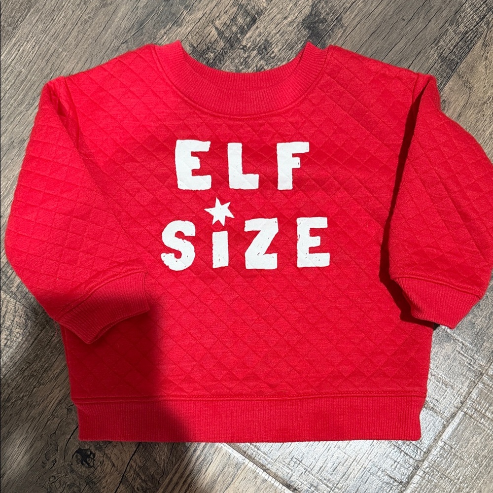 Jumping Beans Red 'ELF SIZE' Quilted Sweatshirt 12M